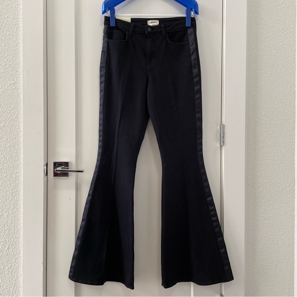 L'AGENCE BRAND NEW 'THE SOLANA' BLACK FLARED TUXEDO STRIPED JEANS SIZE 28 NWOT - Picture 5 of 13